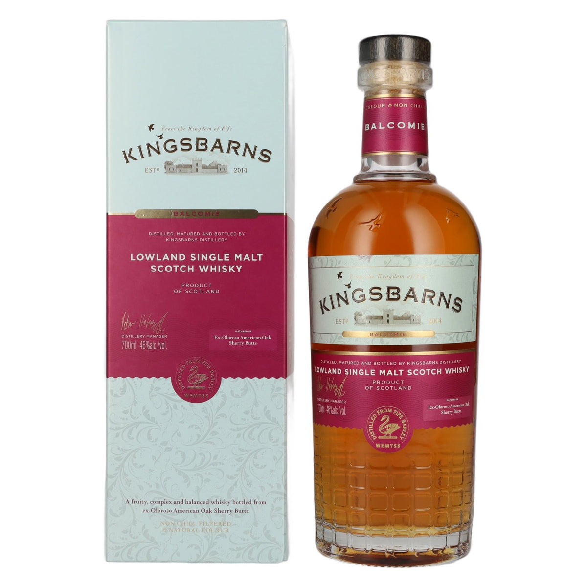 Kingsbarns BALCOMIE Lowland Single Malt Scotch Whisky 46% vol. 0.7l in a gift box