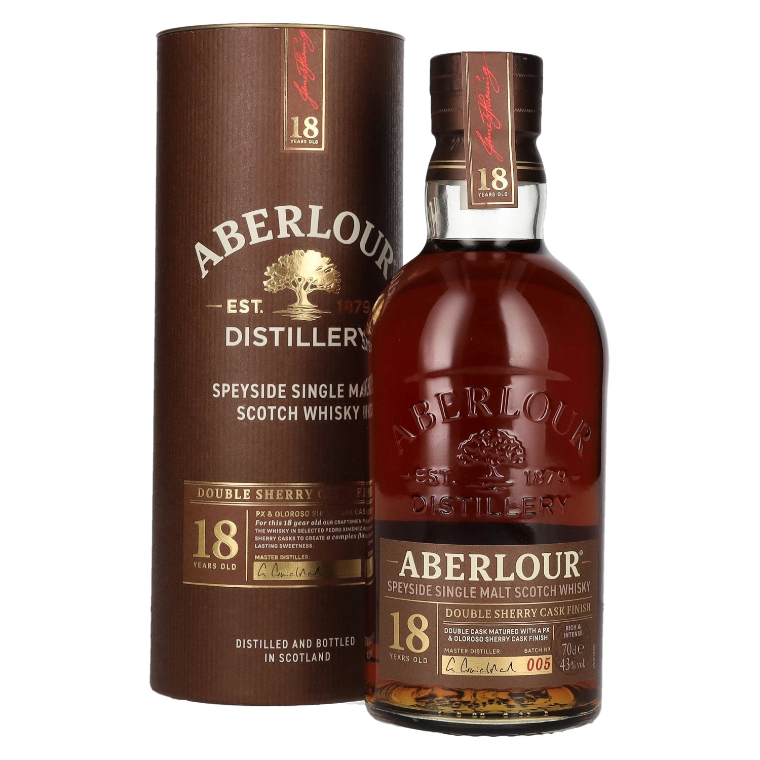 Aberlour 18 Years Old Double Sherry Cask Finish Batch No. 005 43% Vol. 0,7l in geschenkverpakking
