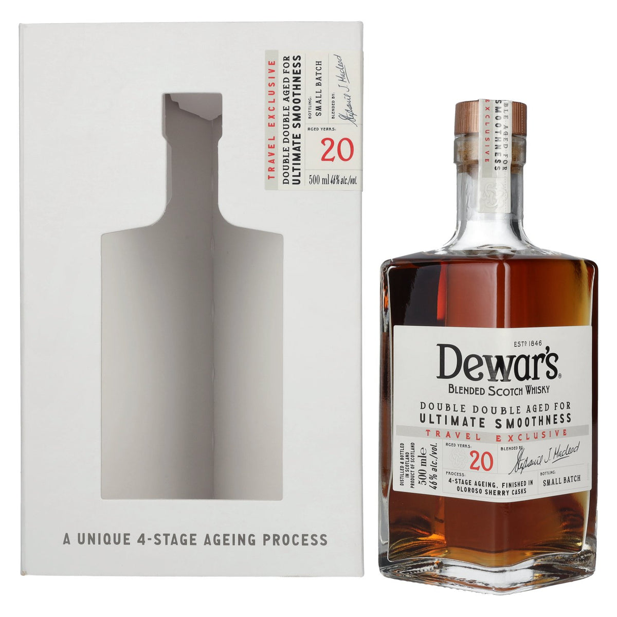 Dewar's 20 Years Old Double Double Aged Blended Scotch Whisky 46% vol. 0,5 l in geschenkverpakking