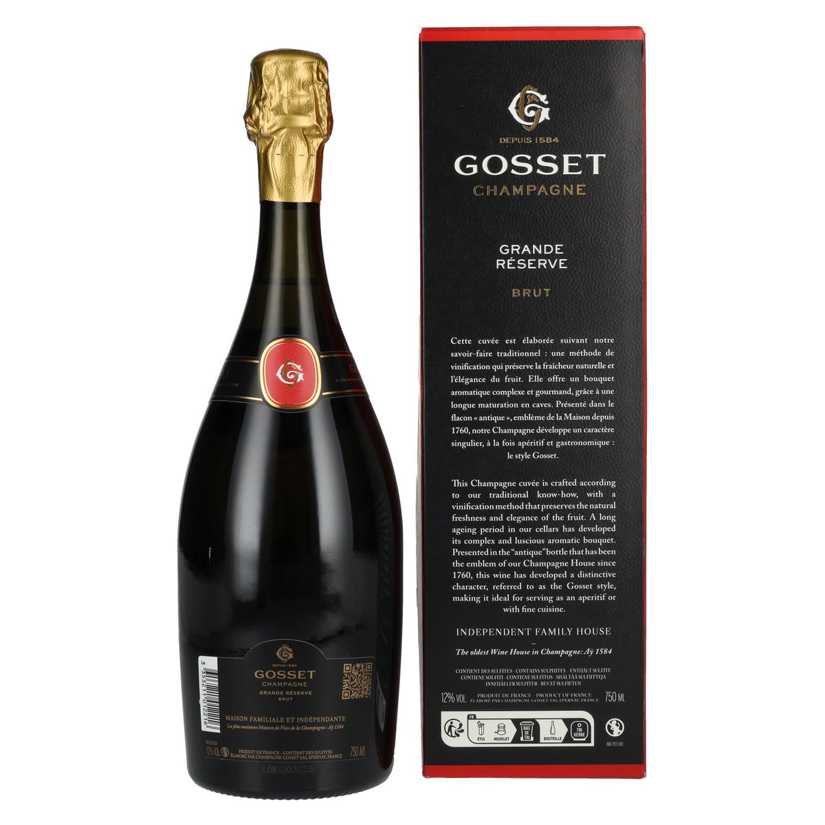 Gosset Champagne Grande Réserve Brut 12% vol. 0,75 l in geschenkverpakking