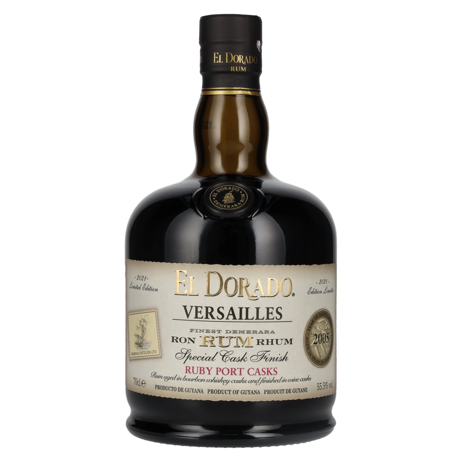 El Dorado Rum VERSAILLES Speciaal Robijn Port Wijn Vaten 2005 55,5% Vol. 0,7l