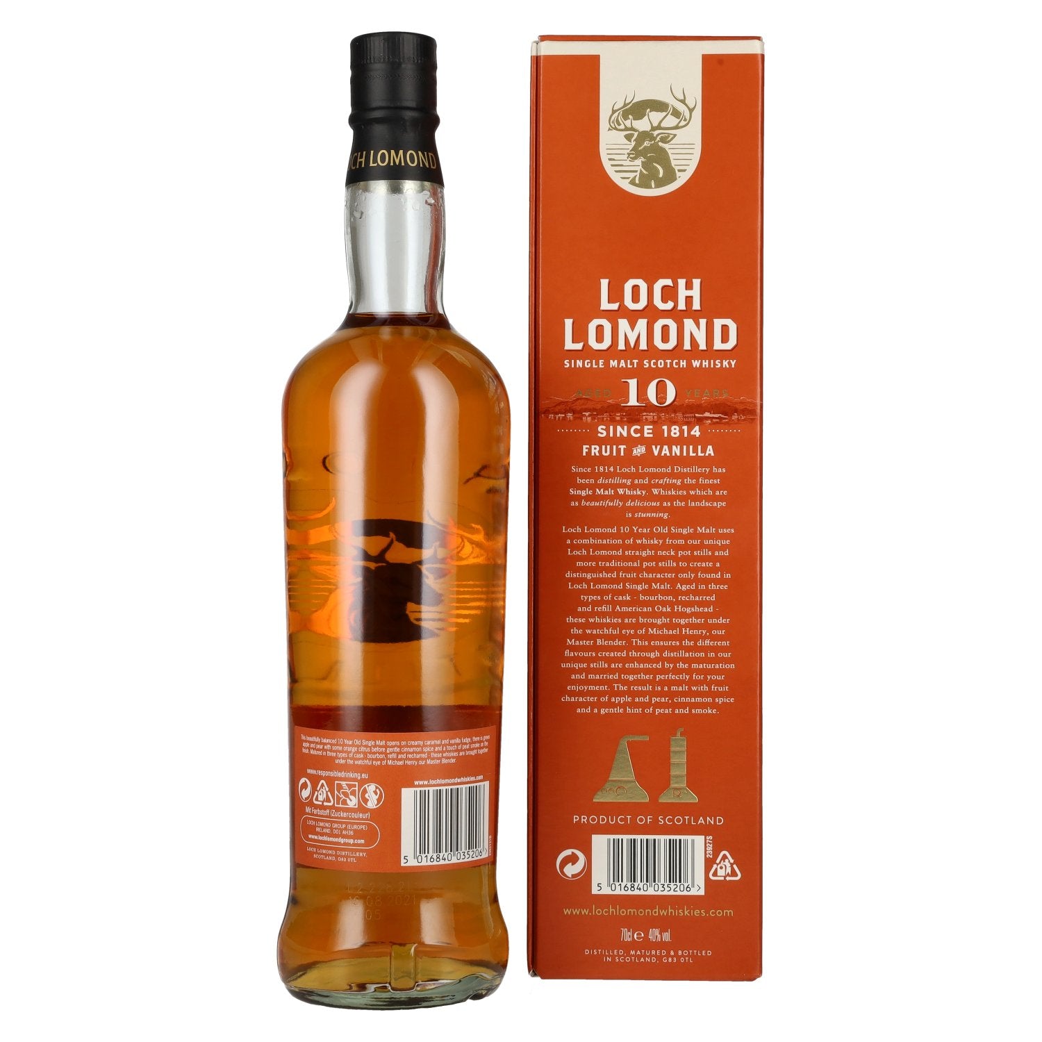 Loch Lomond 10 Years Old Single Malt Apple, Vanilla and Oak Whisky 40% Vol. 0,7l in Geschenkbox
