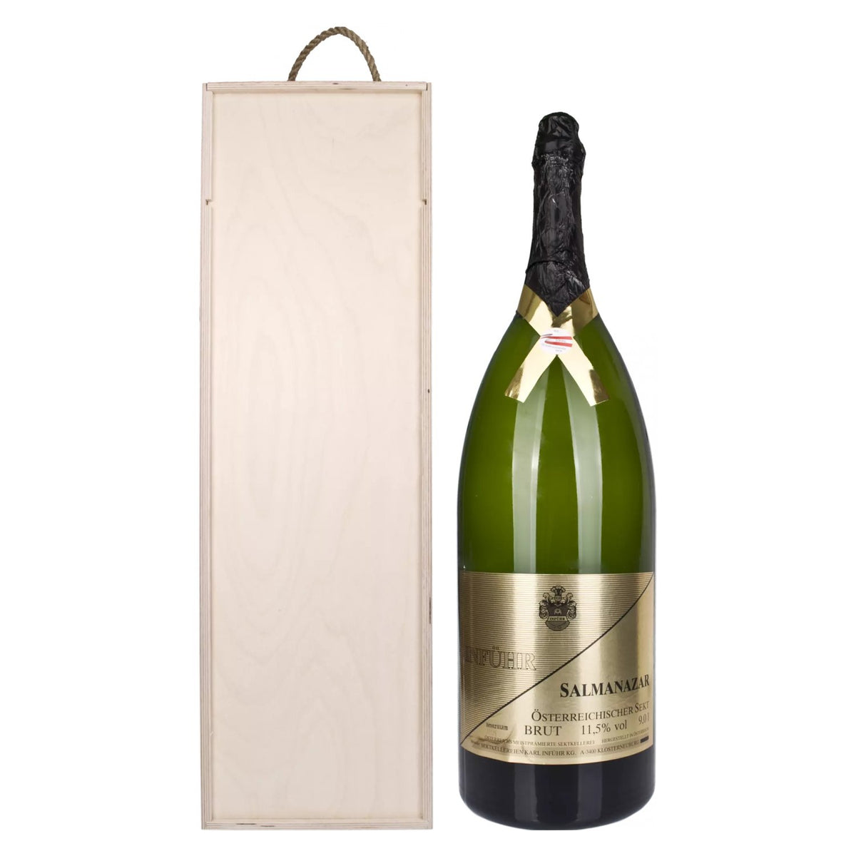 Salmanazar-mousserende wijn Brut 12% vol. 9 l in houten kist