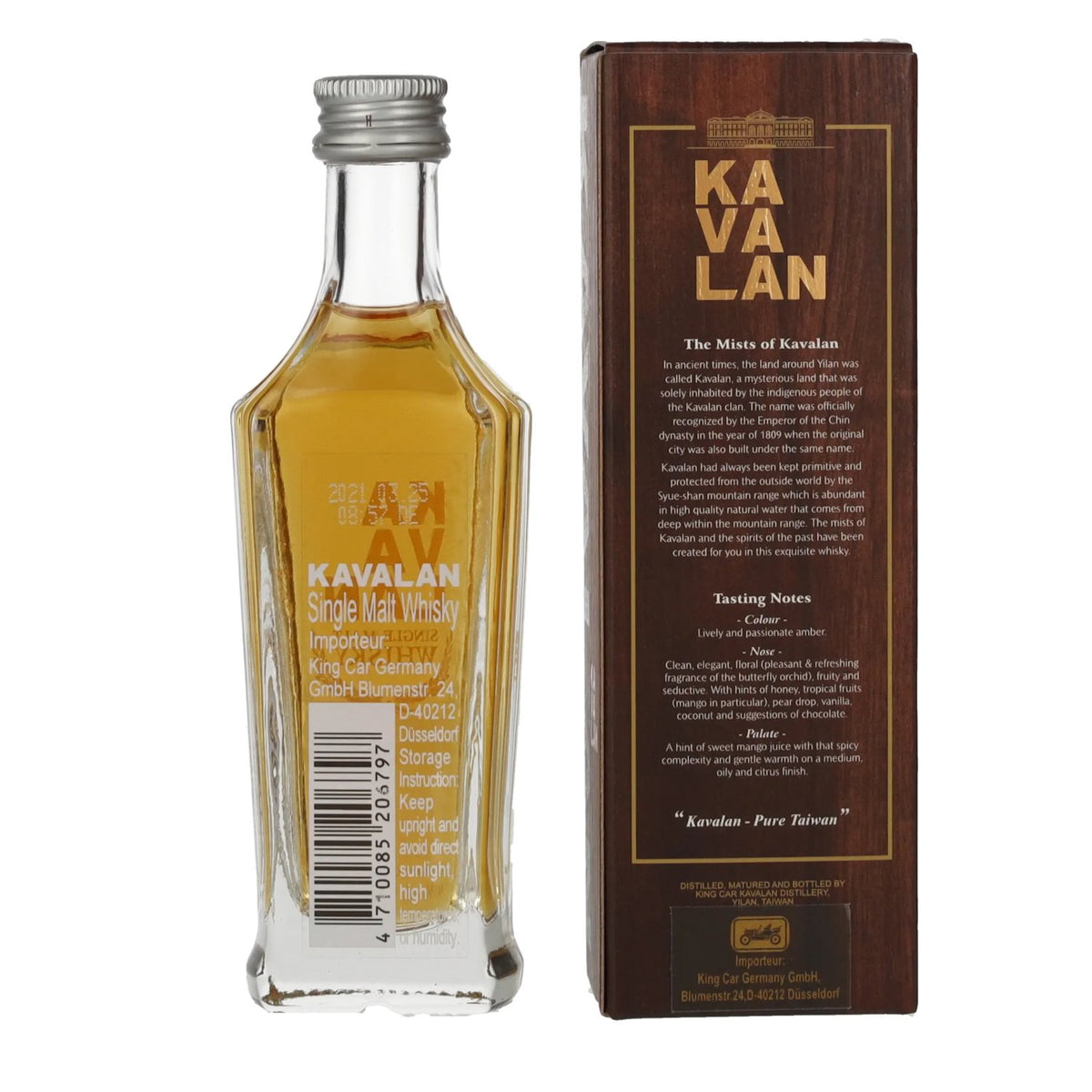 Kavalan Classic Single Malt Whisky 40% ABV, 0.05 l, in a gift box