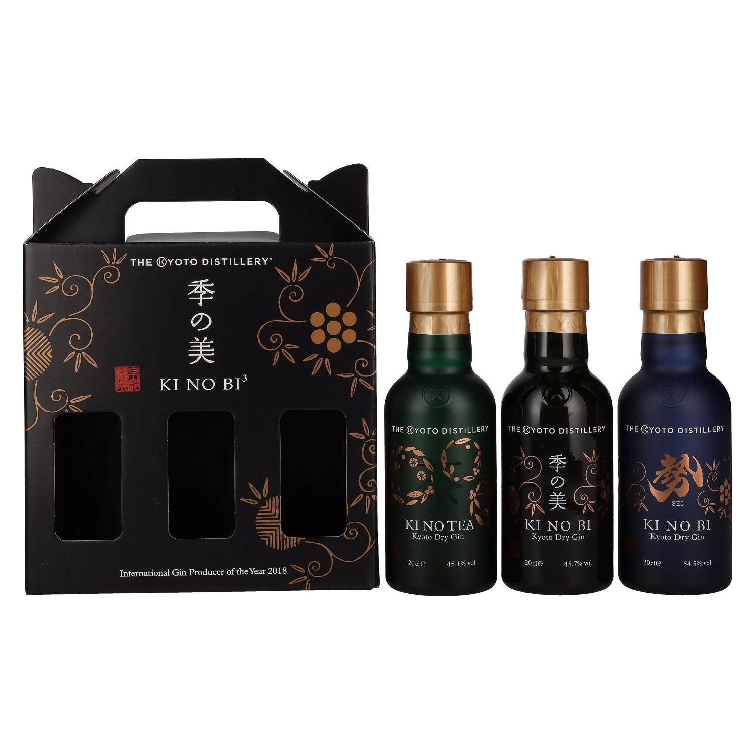 KI NO BI³ Kyoto Dry Gin Set 48,4% Vol. 3x0,2l in geschenkverpakking