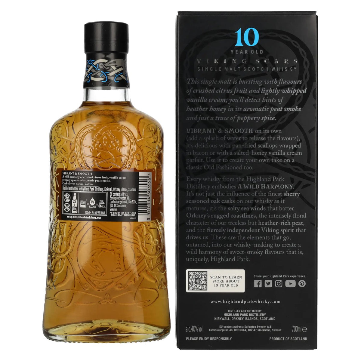 Highland Park 10 ans d'âge VIKING SCARS 40 % vol. 0,7 l dans un coffret cadeau