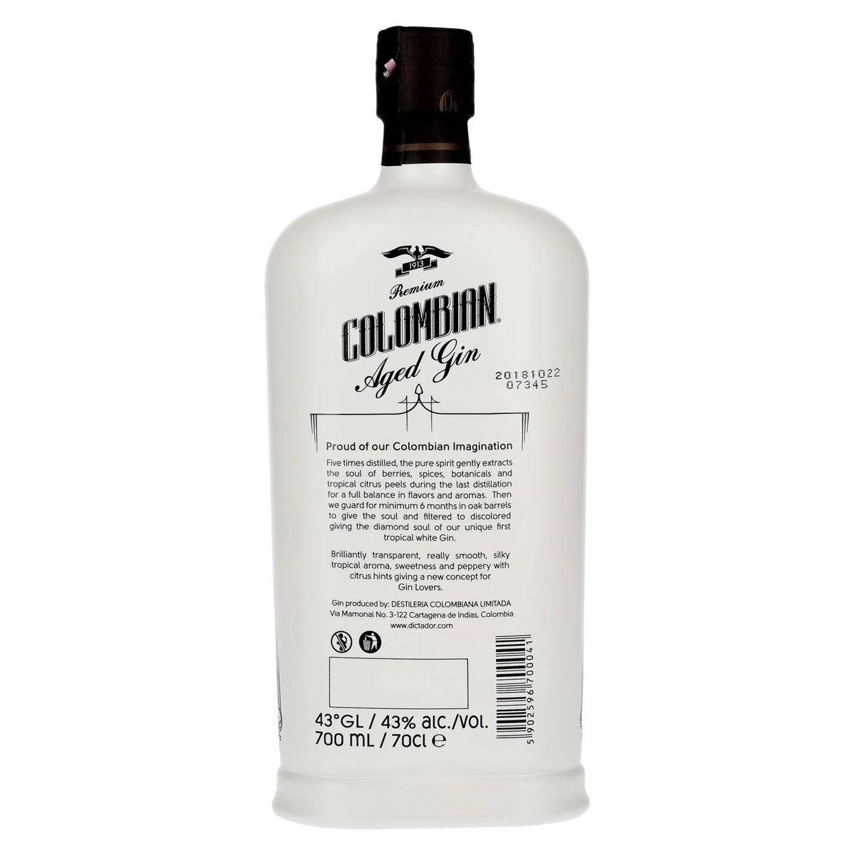 Dictador Ortodoxy Colombian Aged White Gin 43% ABV 0.7l