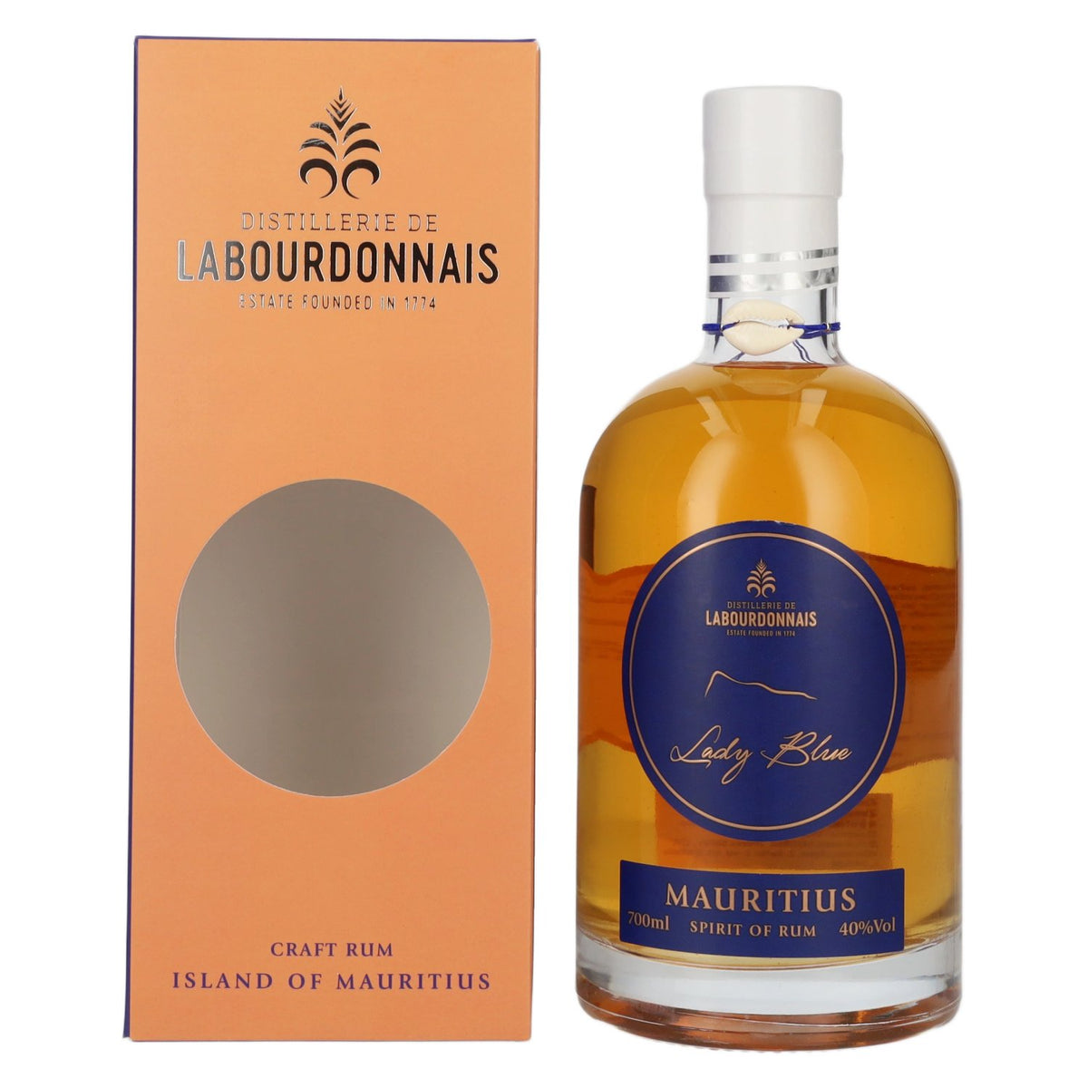 Labourdonnais Lady Blue Mauritius Spirit of Rum 40% vol. 0,7 l in geschenkverpakking