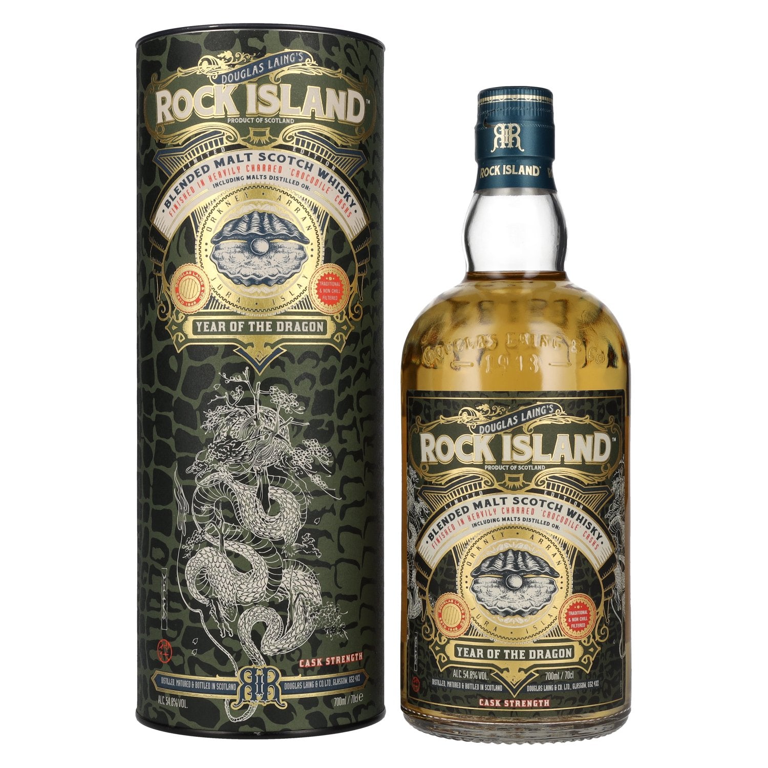 Douglas Laing ROCK ISLAND Year of the Dragon Blended Malt 54,8% Vol. 0,7l en coffret cadeau