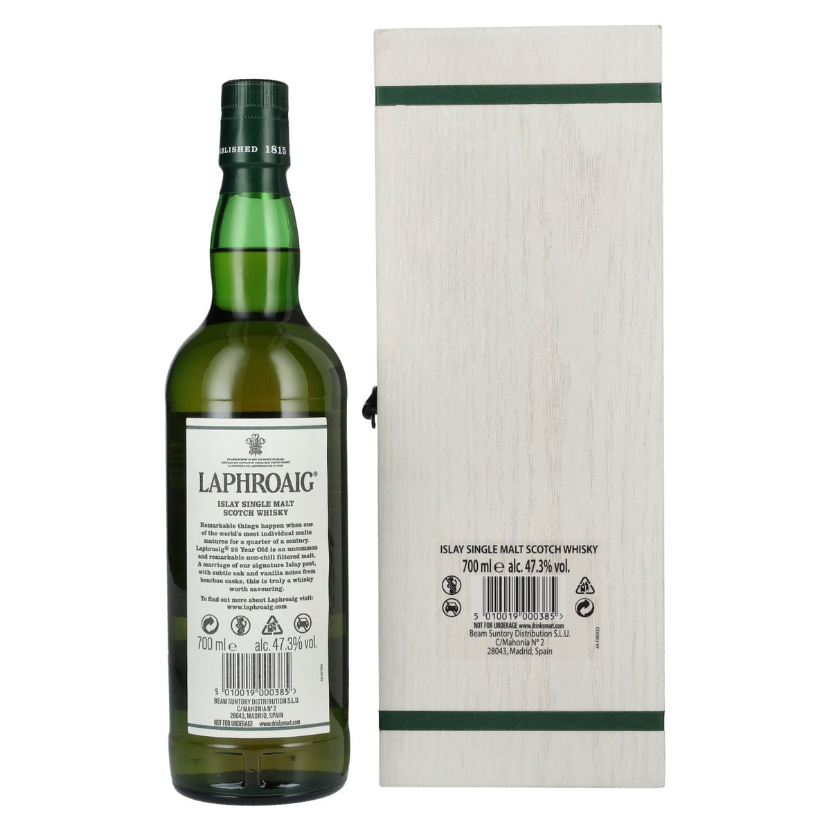 Laphroaig 25 Years Old Islay Single Malt Scotch Whisky 2023 47.3% ABV 0.7l in a wooden box