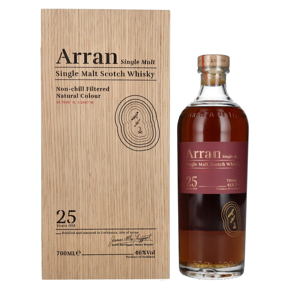 Arran 25 Years Old Single Malt Scotch Whisky 46% Vol. 0,7l in wooden box