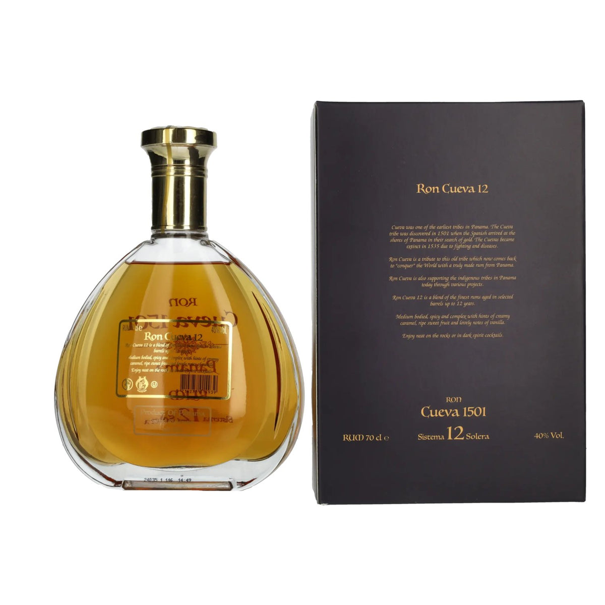 Ron Cueva 1501 Sistema 12 Solera Panama Rum 40 % vol., 0,7 l, dans un coffret cadeau