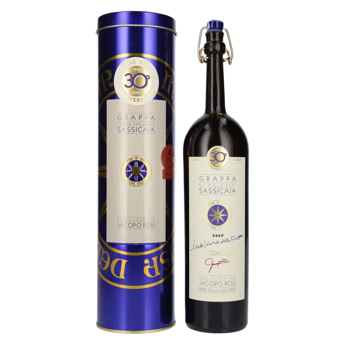 Grappa di Bolgheri Sassicaia Poli 2020 40 % vol. 0,5 l en boîte métallique