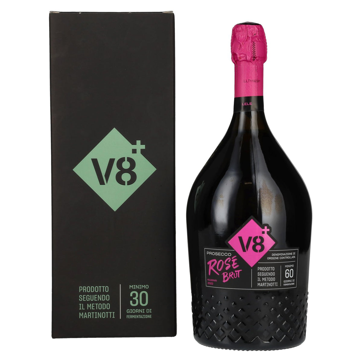 V8+ LELE Prosecco Rosé Brut Millesimato DOC 2022 11% vol. 1,5l in geschenkverpakking