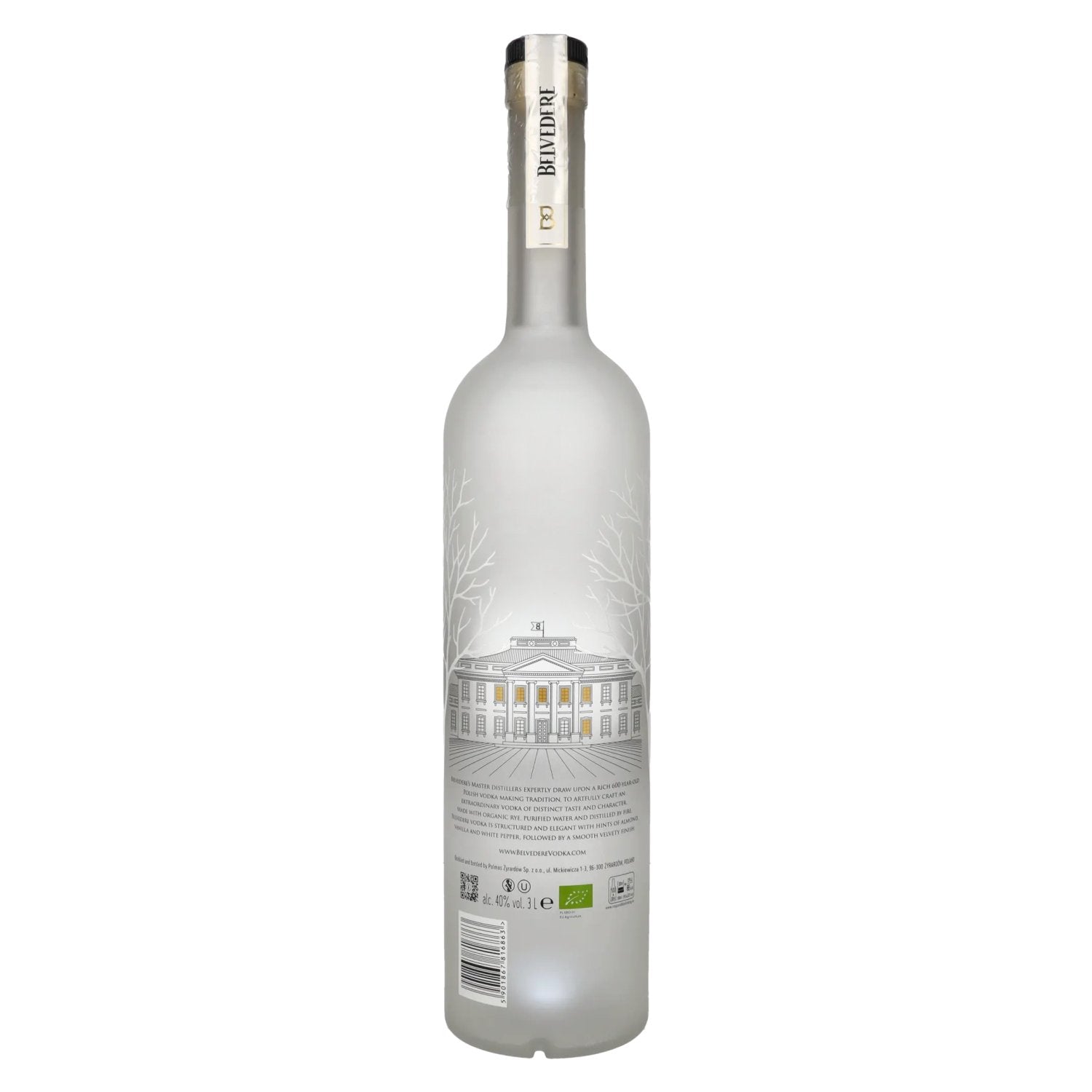 Belvedere Organic Vodka 40% Vol. 3l + LED licht sticker