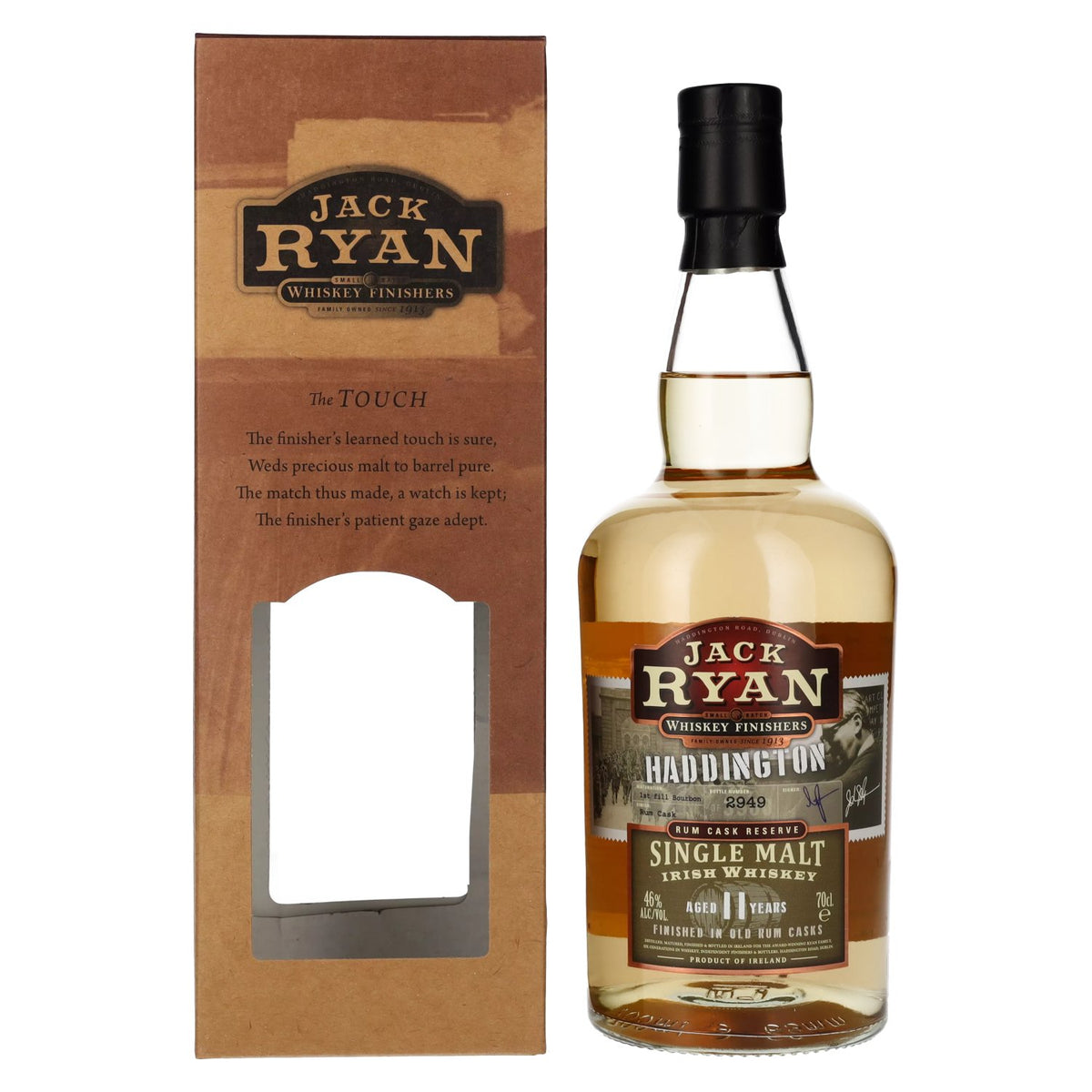 Jack Ryan HADDINGTON 11 Years Old Single Malt Irish Whiskey Rum Cask Reserve 46% Vol. 0,7l in Geschenkbox