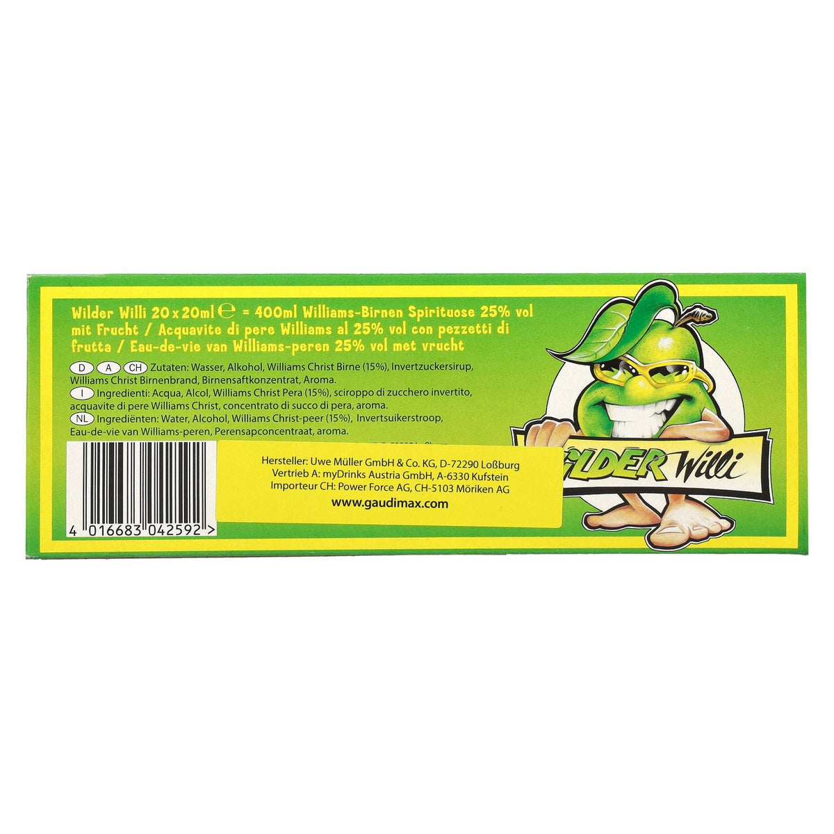 Wilder Willi 25 % vol. 20 x 0,02 l en bouteille PET