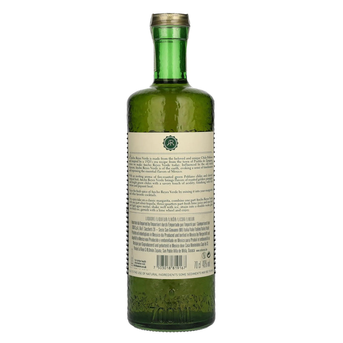 Ancho Reyes VERDE Chile Poblano Liqueur 40% Vol. 0,7l
