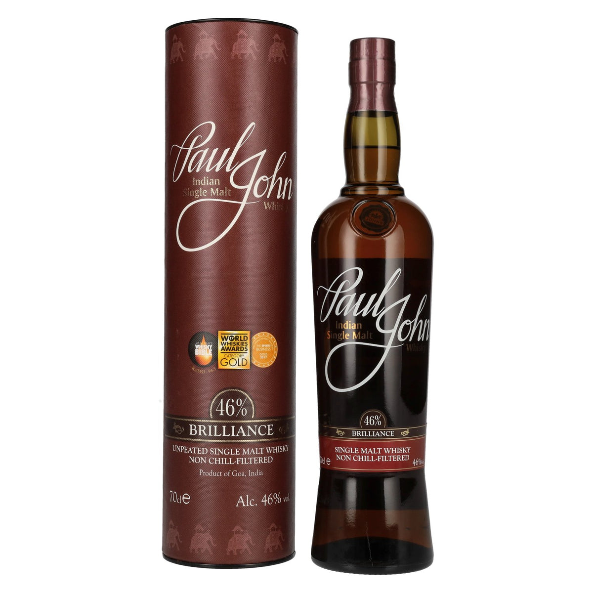 Paul John BRILLIANCE Indian Single Malt Whisky 46% vol. 0.7 l in a gift box