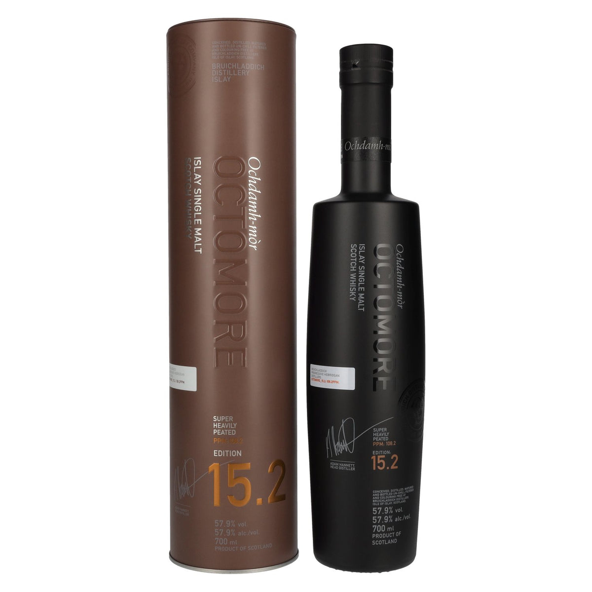 Octomore EDITION : 15.2 Single malt d'Islay très tourbé, 57,9 % vol., 0,7 l, dans une boîte en fer-blanc