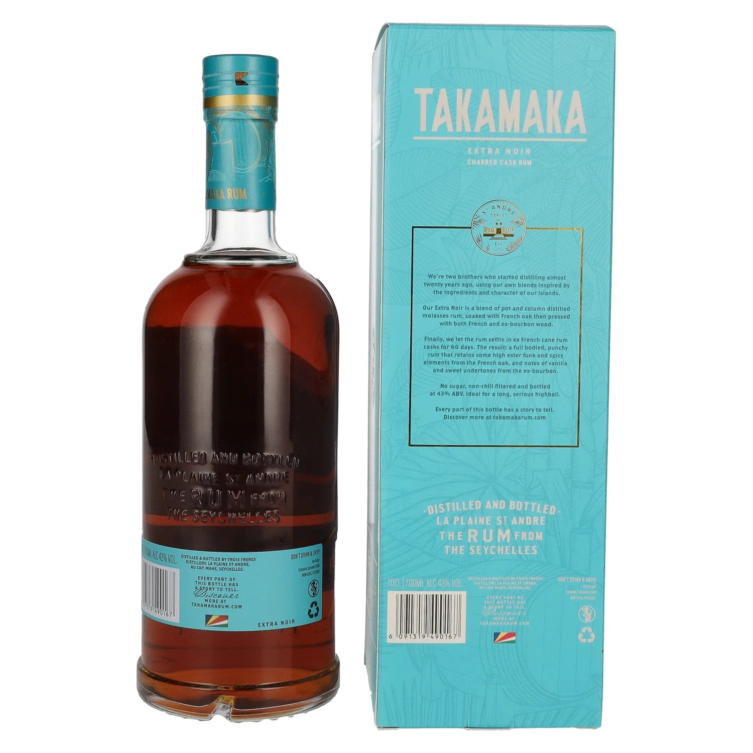 Takamaka EXTRA NOIR Rum 43% vol. 0,7 l in geschenkverpakking