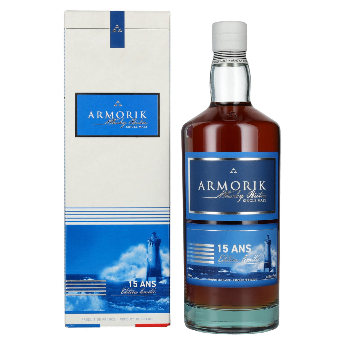 Armorik 15 Ans Whisky Breton Single Malt Edition Limitée 46% Vol. 0,7l en coffret cadeau