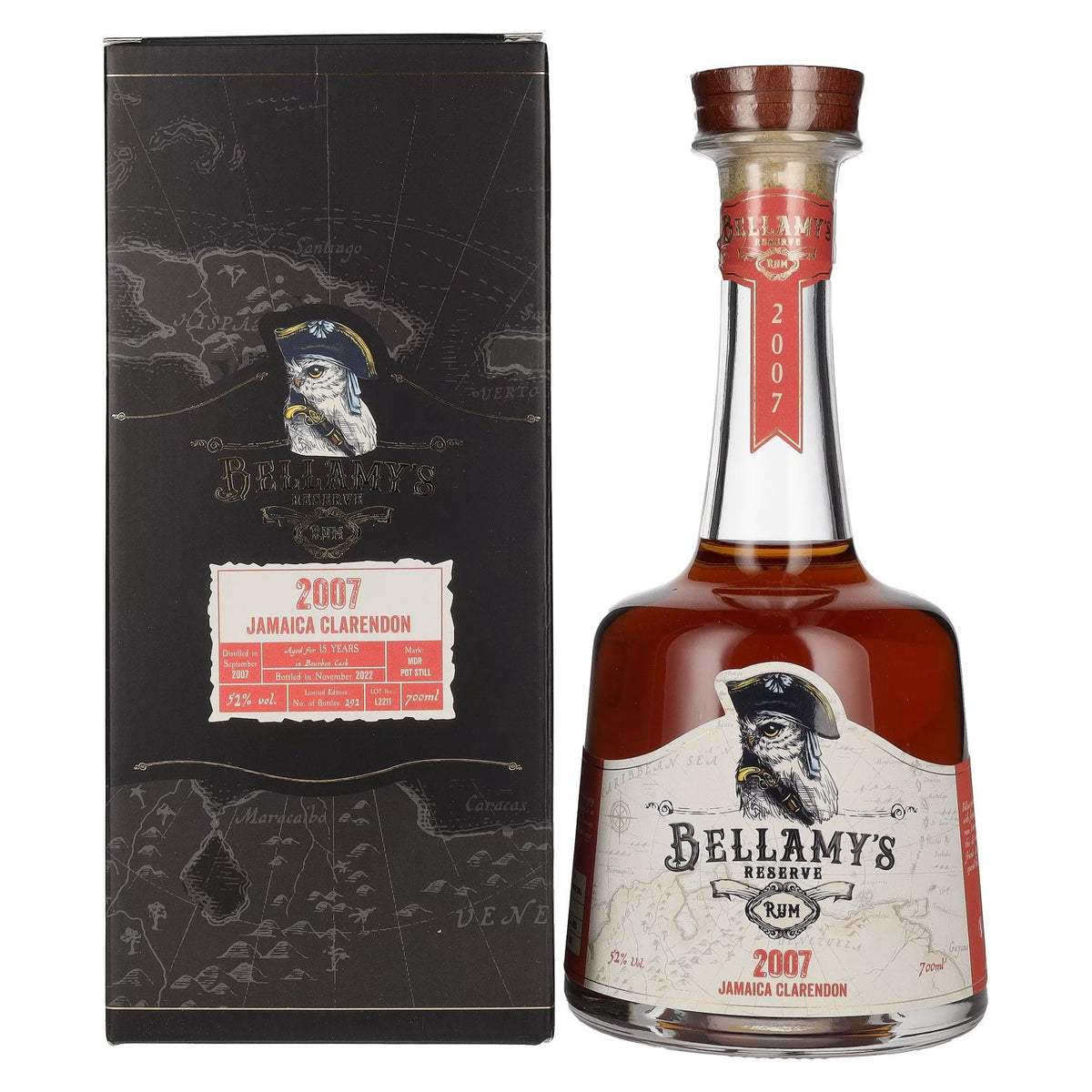 Bellamy's Reserve Rum Jamaica Clarendon 2007 52% vol. 0,7l en boîte cadeau