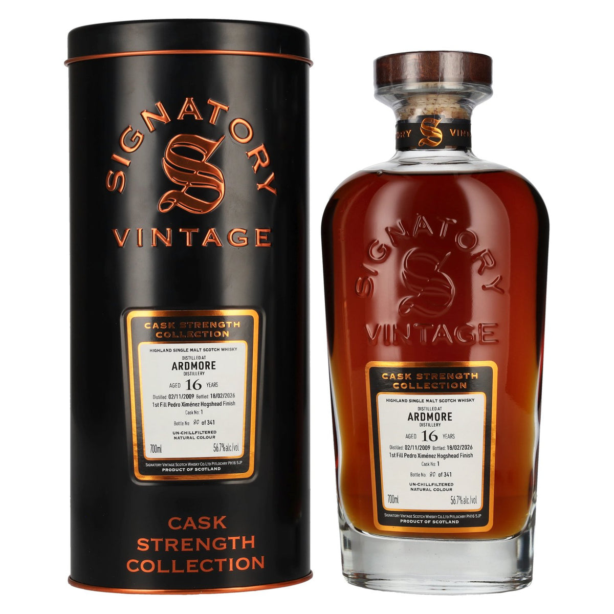 Signatory Vintage ARDMORE 16 Years Old Cask Strength Collection 2009 56,7% Vol. 0,7l in Tinbox