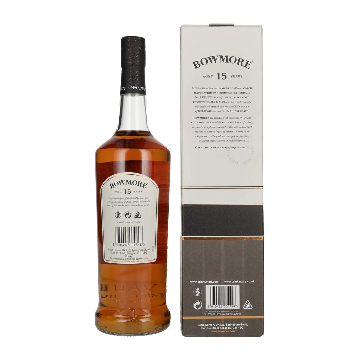 Bowmore 15 Years Old GOLDEN &amp; ELEGANT Travel Exclusive 43% Vol. 1l in geschenkverpakking