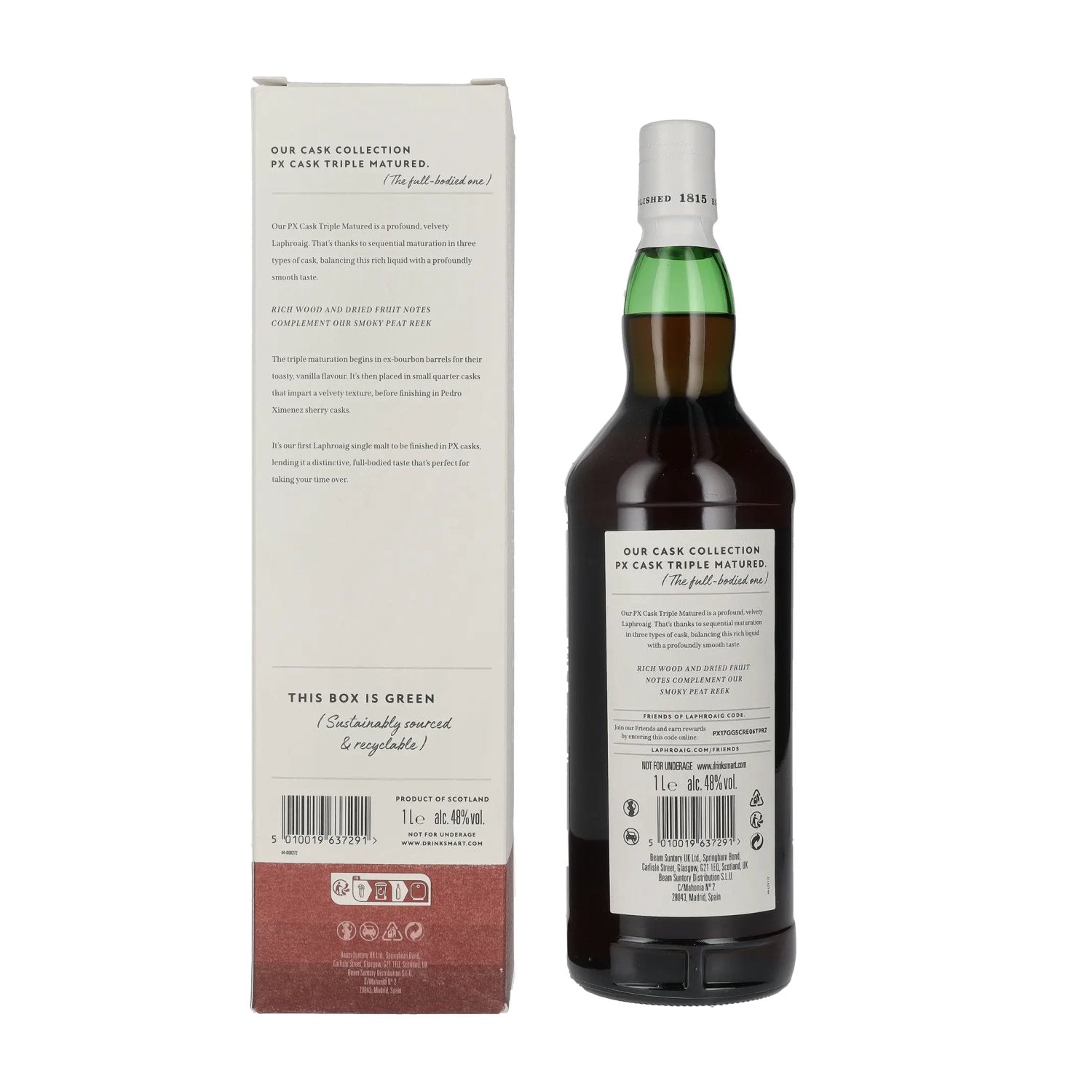 Laphroaig PX Cask Triple Matured Islay Single Malt Scotch Whisky 48% Vol. 1l en coffret cadeau