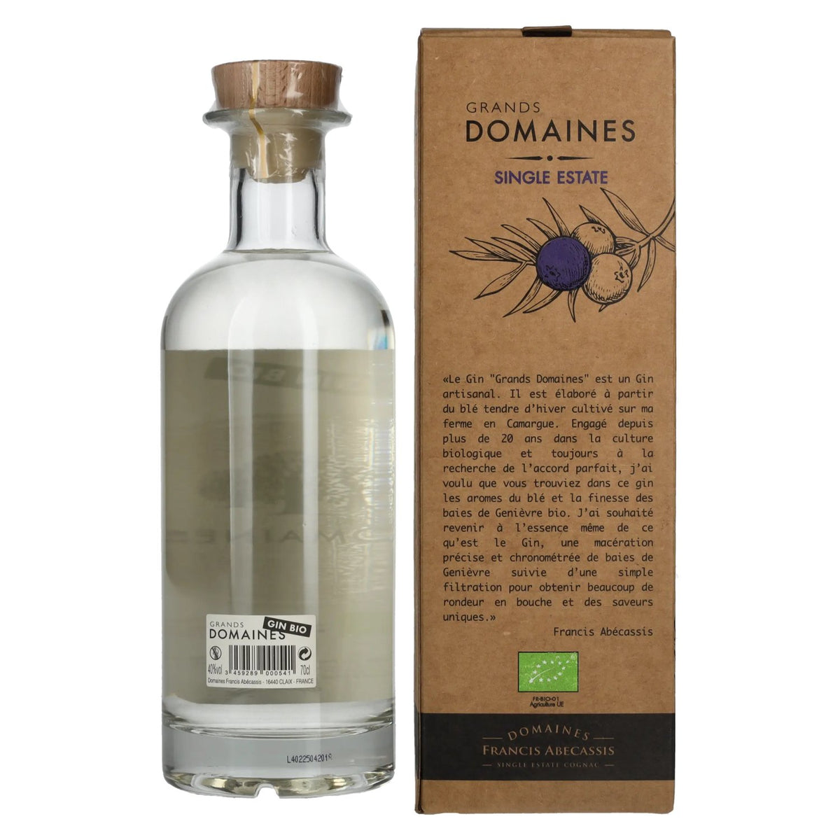 Grands Domaines Organic French Gin 40% Vol. 0,7l in gift box