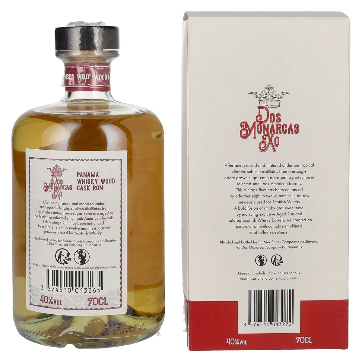 Dos Monarcas XO Panama Whisky Wood Cask Finish Ron 40% Vol. 0,7l in Geschenkbox