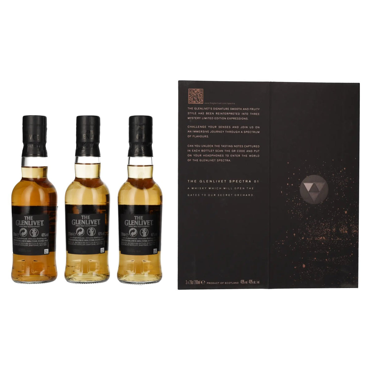 The Glenlivet SPECTRA Single Malt Scotch Whisky 40% ABV, 3 x 0.2 l in a gift box