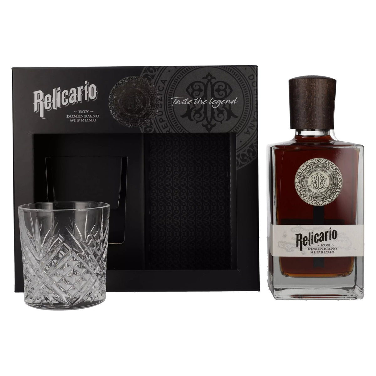 Relicario Ron Dominicano Supremo 40% vol. 0,7 l in geschenkverpakking met glas
