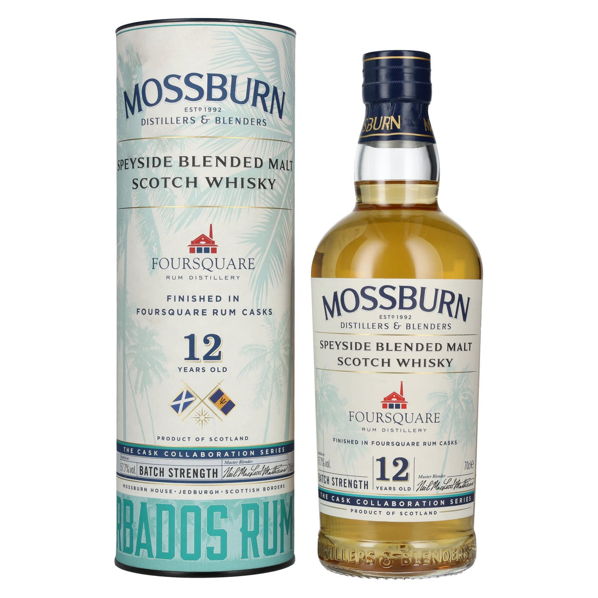 Mossburn FOURSQUARE 12 Years Old Rum Casks Whisky Batch Strength 57,7% Vol. 0,7l in Geschenkbox