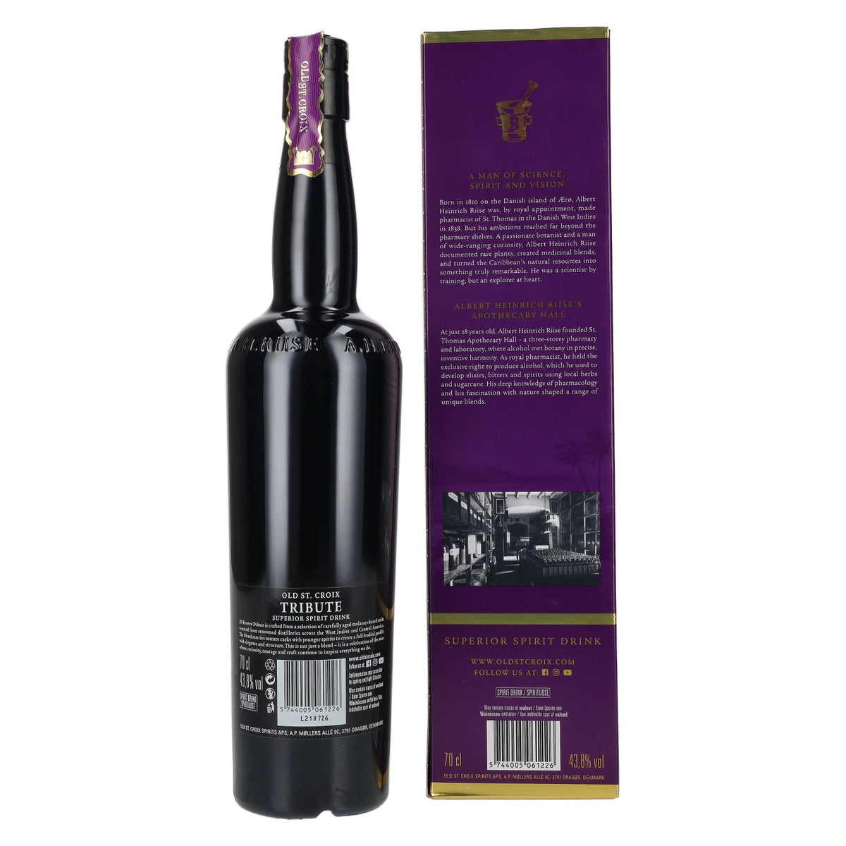 Old St. Croix A.H. Riise X.O. TRIBUTE Reserve Superior Spirit Drink 43.8% vol. 0.7 l in a gift box