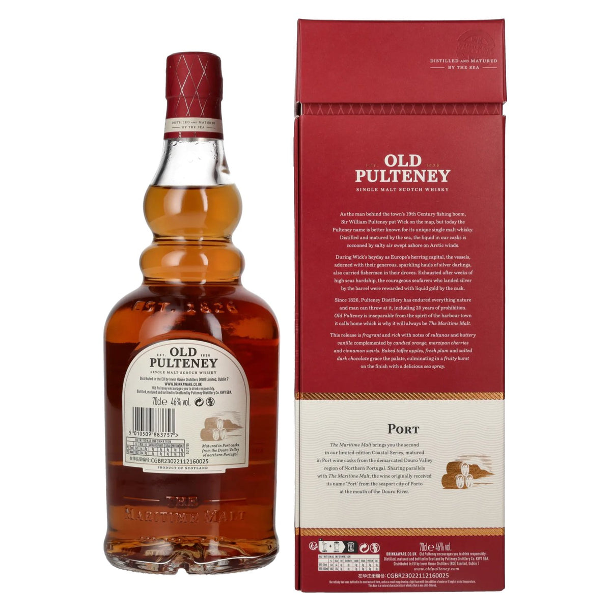 Old Pulteney Coastal Series PORT 46 % vol. 0,7 l dans un coffret cadeau