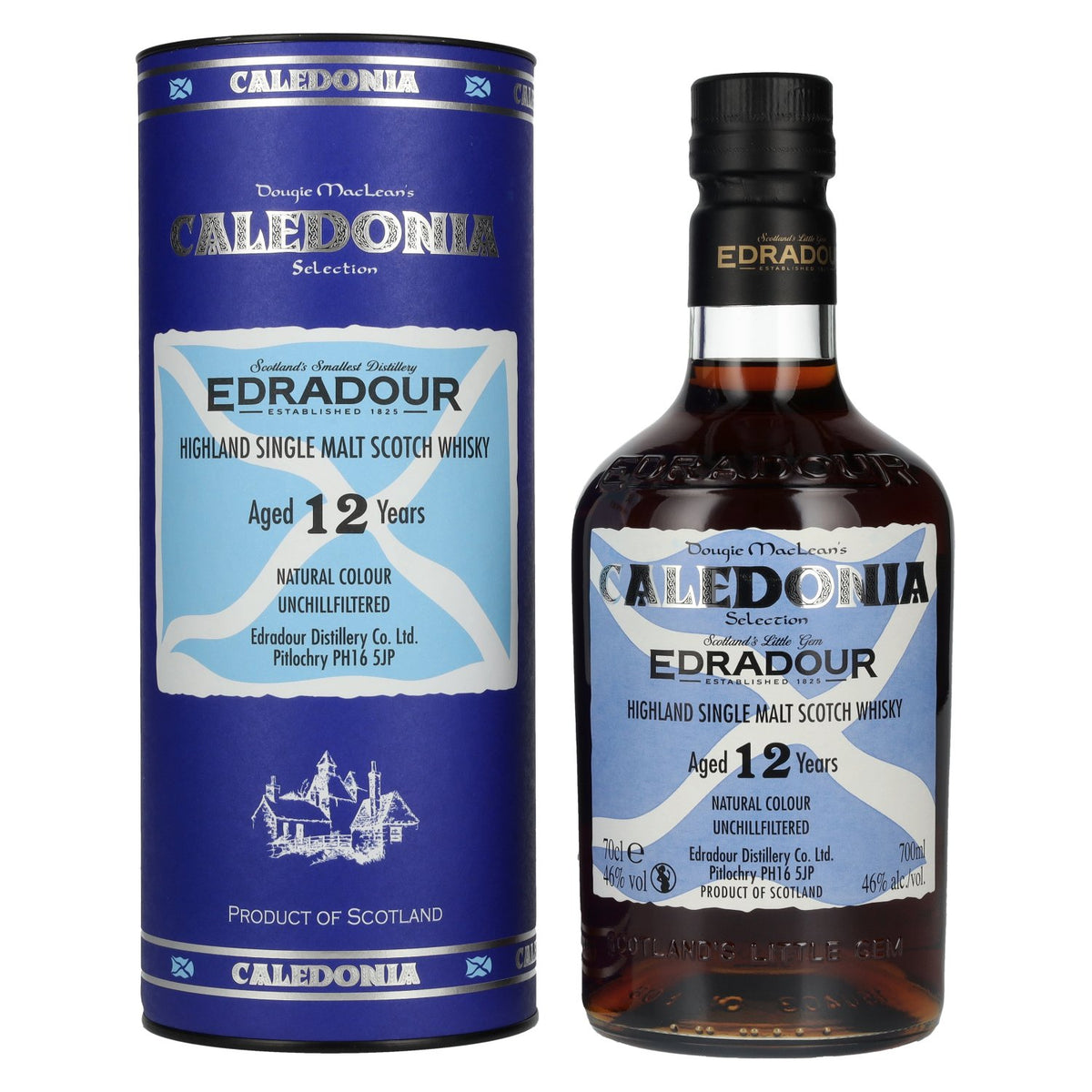 Edradour CALEDONIA 12 Years Old Highland Single Malt 46% vol. 0,7 l in geschenkverpakking