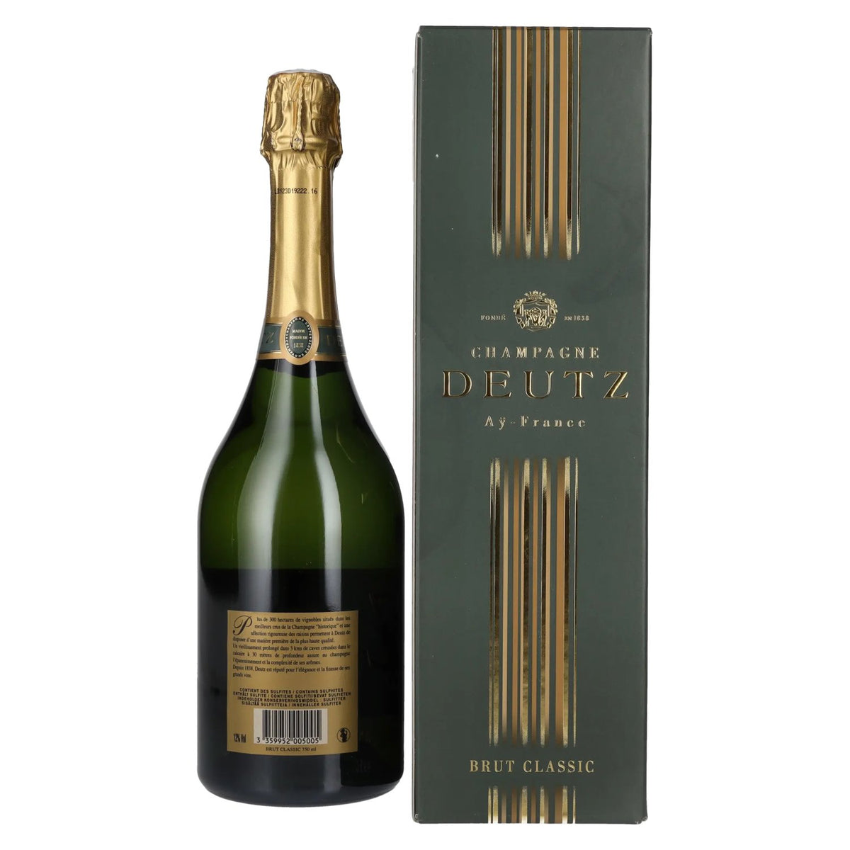 Champagne Deutz Classic Brut 12 % vol., 0,75 l, dans un coffret cadeau