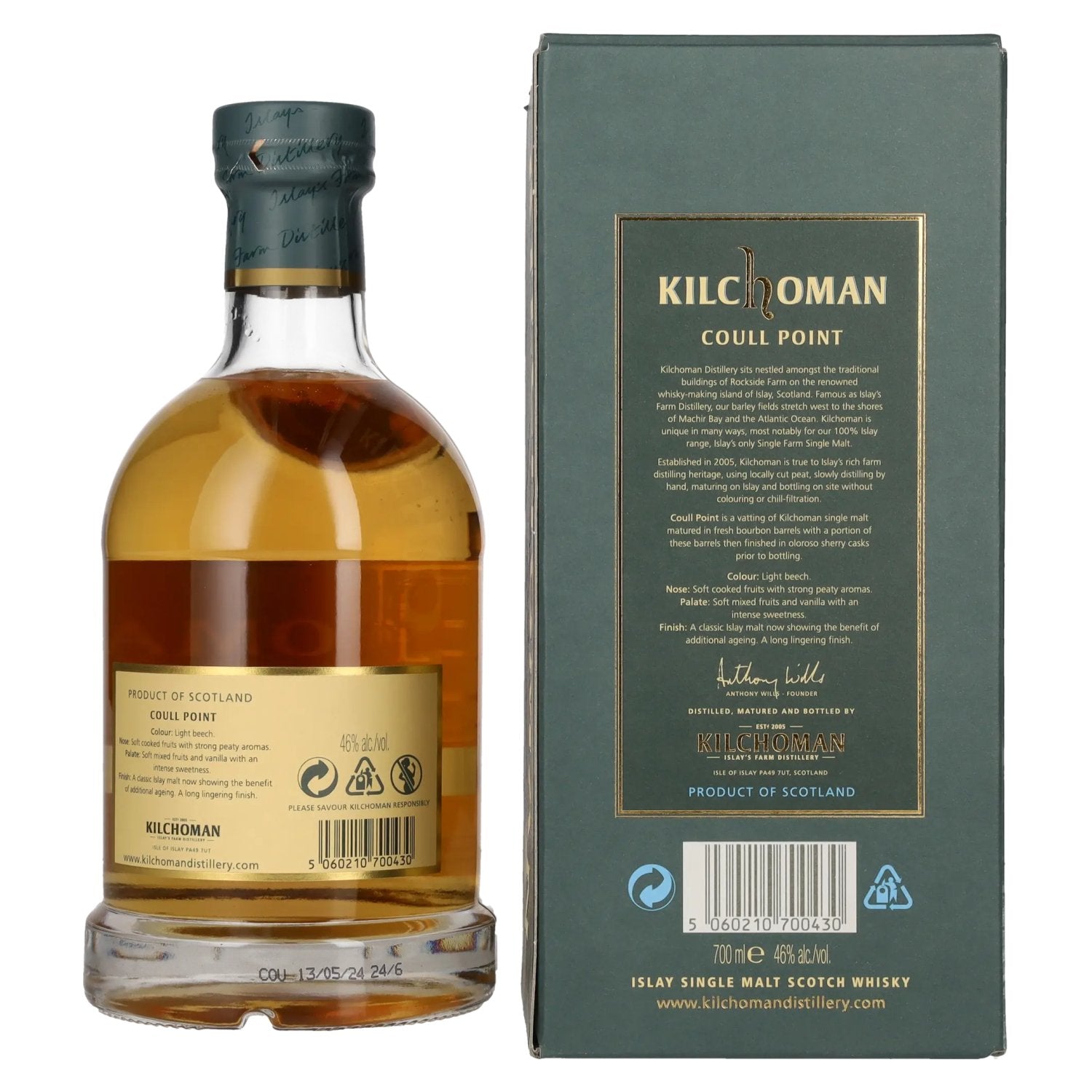 Kilchoman COULL POINT Islay Single Malt Scotch Whisky 46% Vol. 0,7l en boîte cadeau