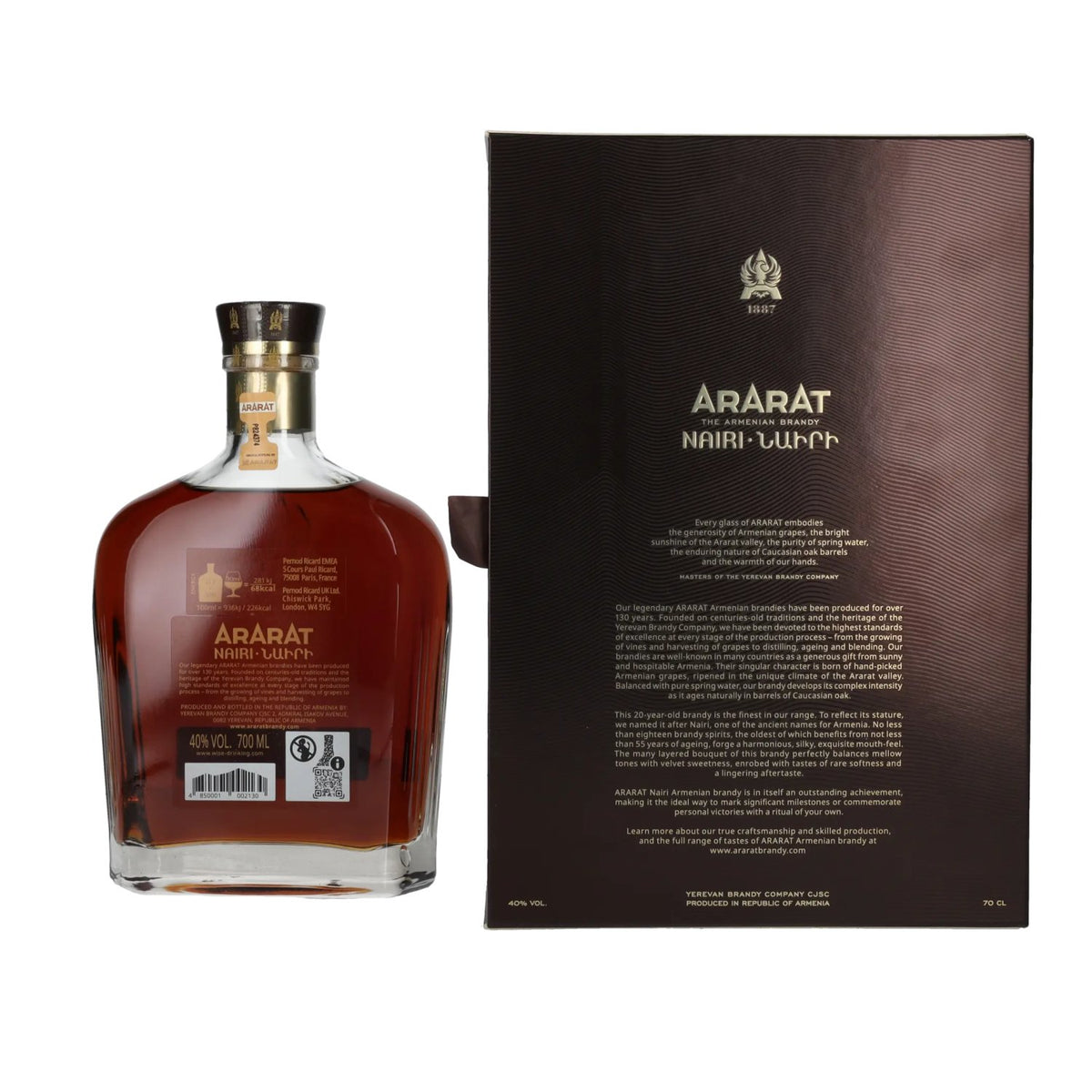Ararat Nairi 20 ans d'âge 40% vol. 0,7l en boîte cadeau
