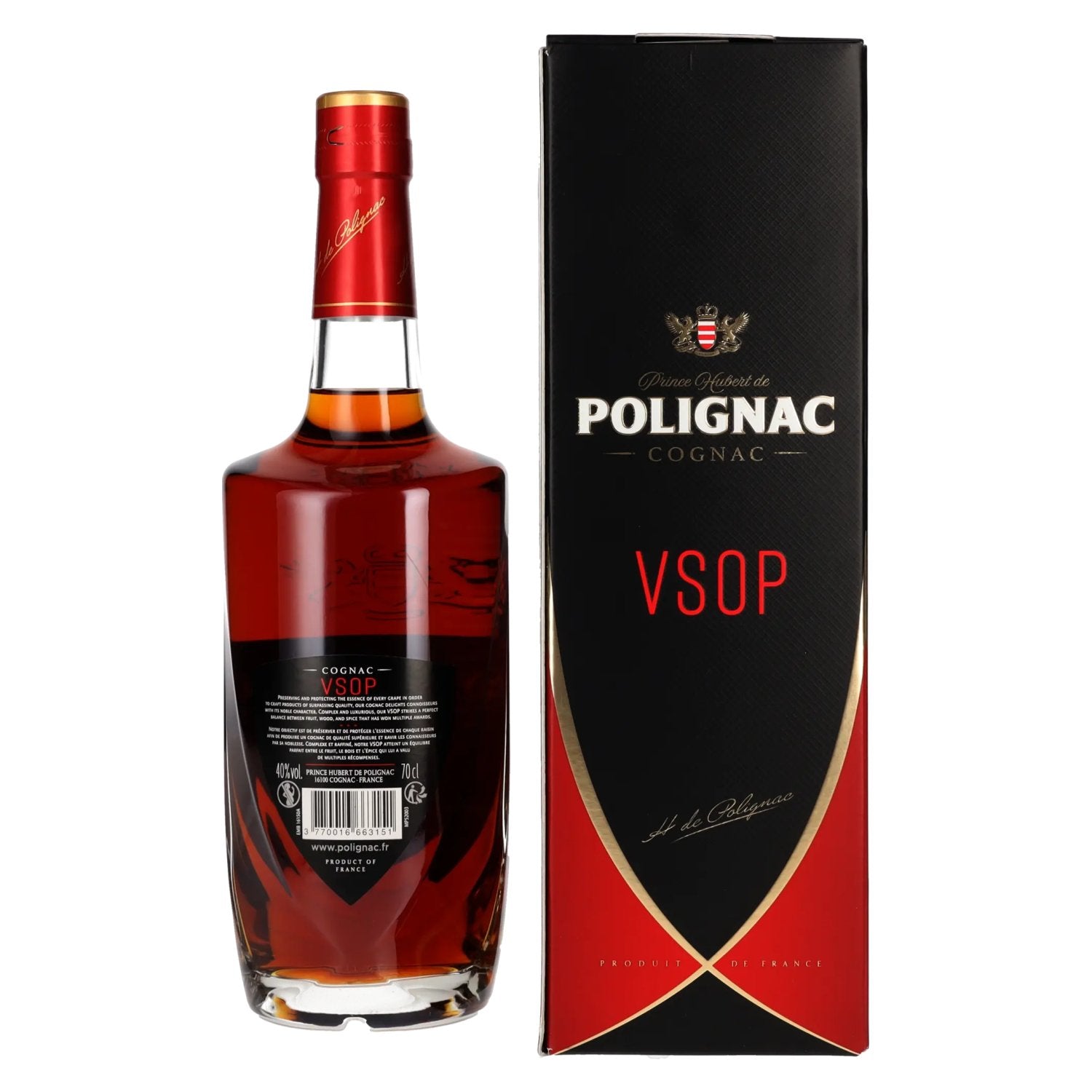 Prince Hubert de Polignac V.S.O.P Cognac 40% Vol. 0,7l en coffret cadeau