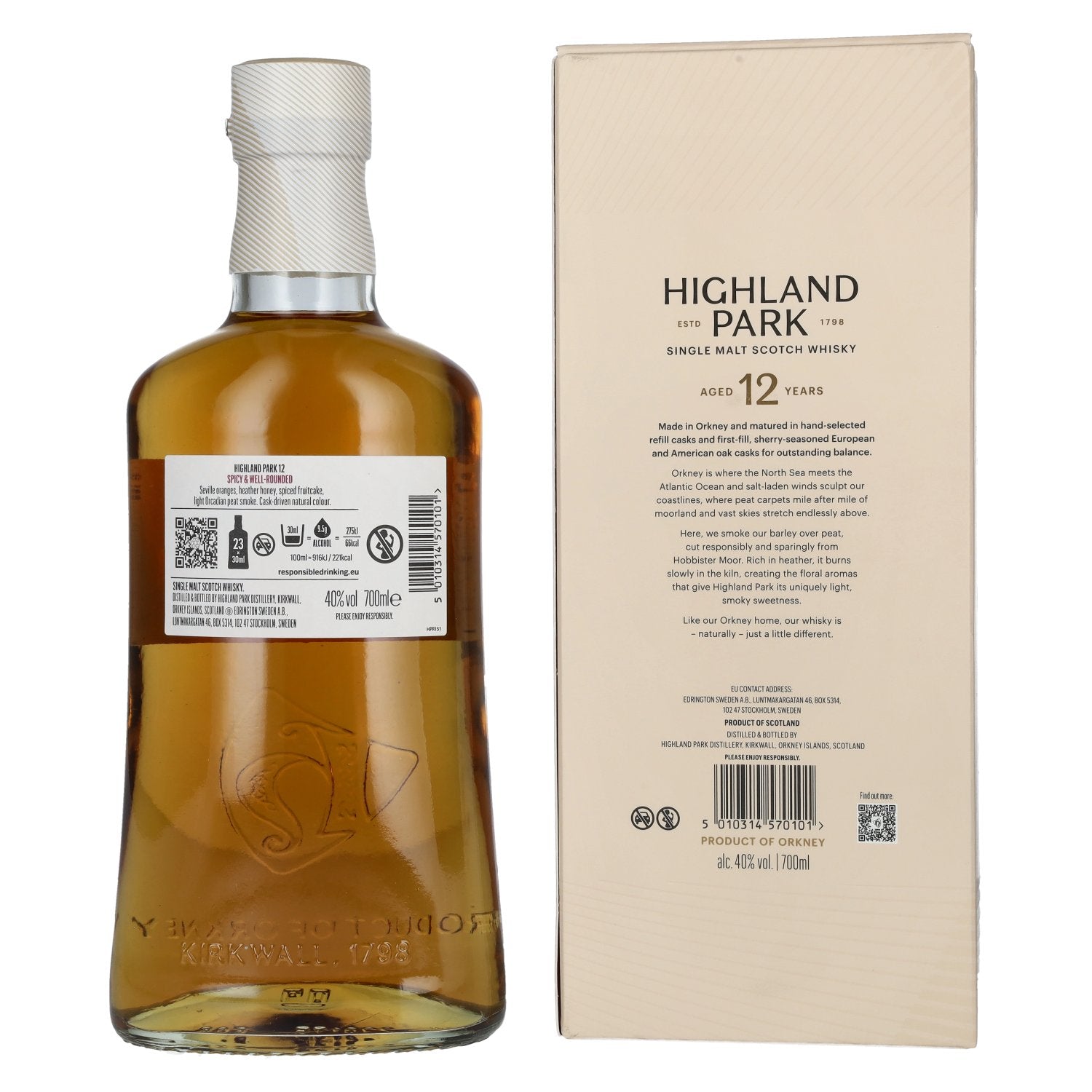 Highland Park 12 Years Old SPICY & WELL-ROUNDED 40% Vol. 0,7l in Geschenkbox