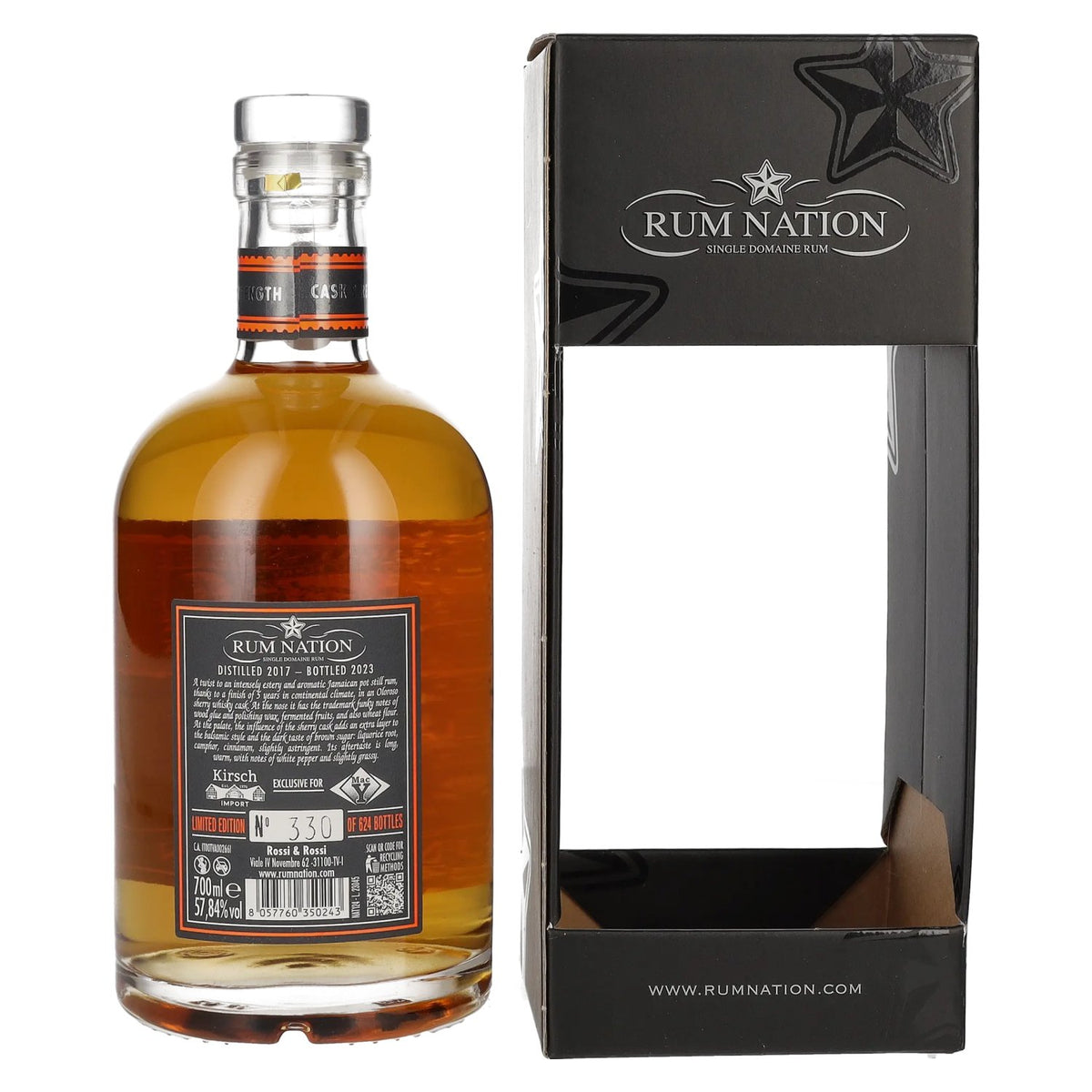 Rum Nation Jamaica 5 Years Old Pot Still Rum Cask Strength Oloroso Cask 2017/2023 57.8% vol. 0.7 l in a gift box