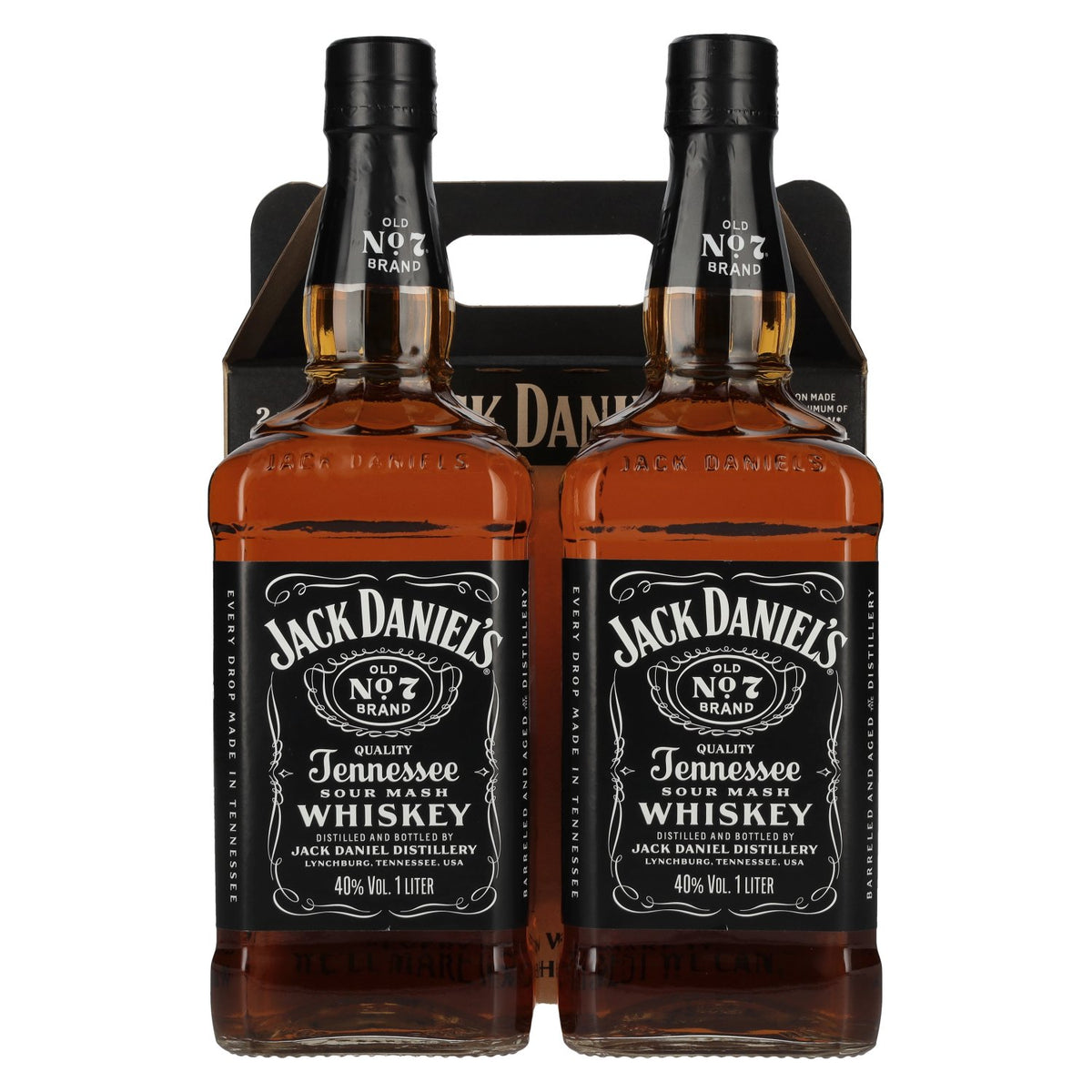 Jack Daniel's Tennessee Whiskey, lot de deux bouteilles de 1 l à 40 % vol., dans un coffret cadeau
