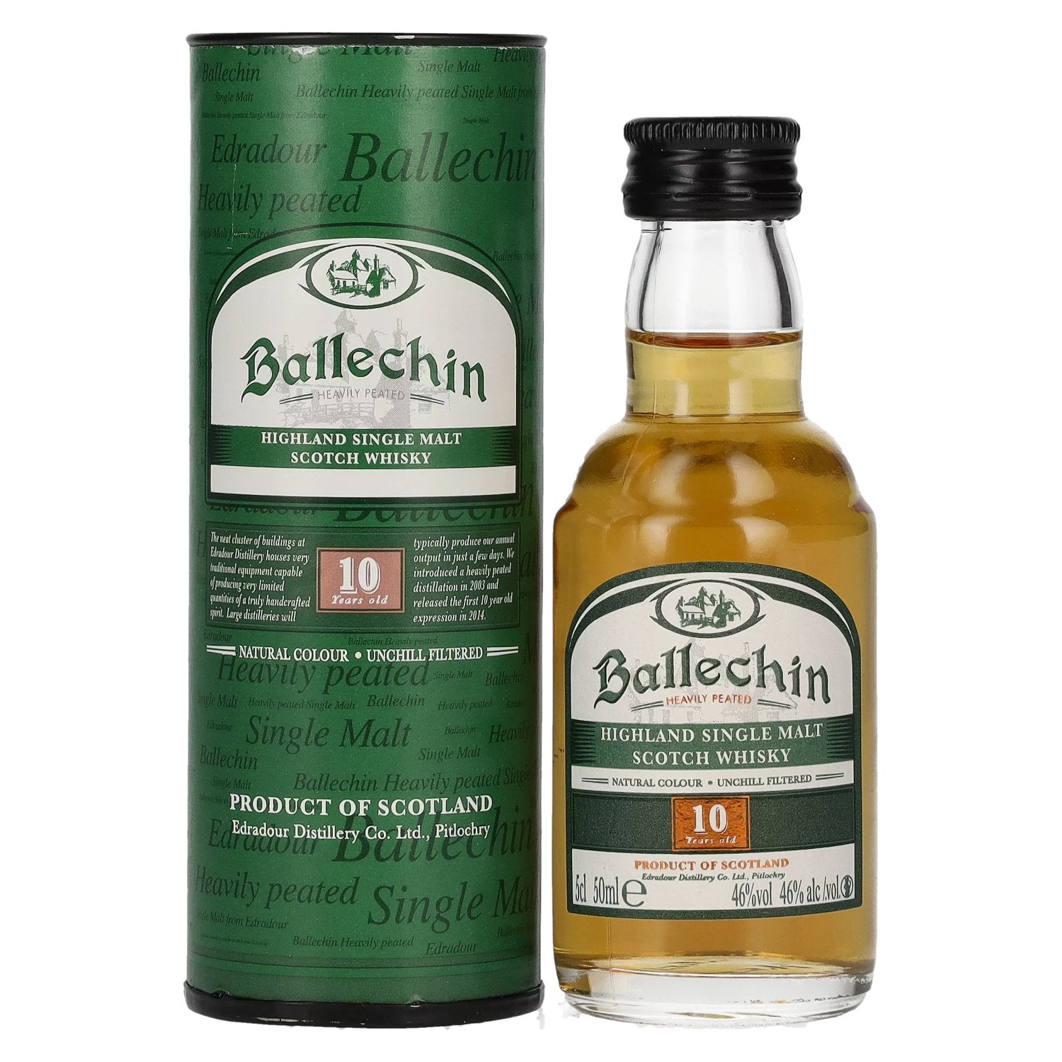 Edradour Ballechin 10 Years Old Highland Single Malt 46% Vol. 0,05l en boîte cadeau