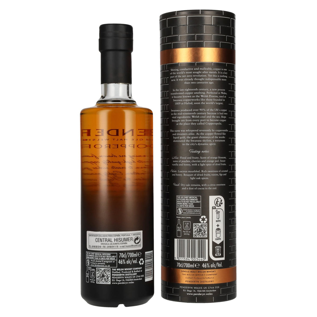 Penderyn COPPEROPOLIS Icons of Wales Single Malt Welsh Whiskey Sweet Red Wine Finish 46% Vol. 0,7l in Geschenkbox