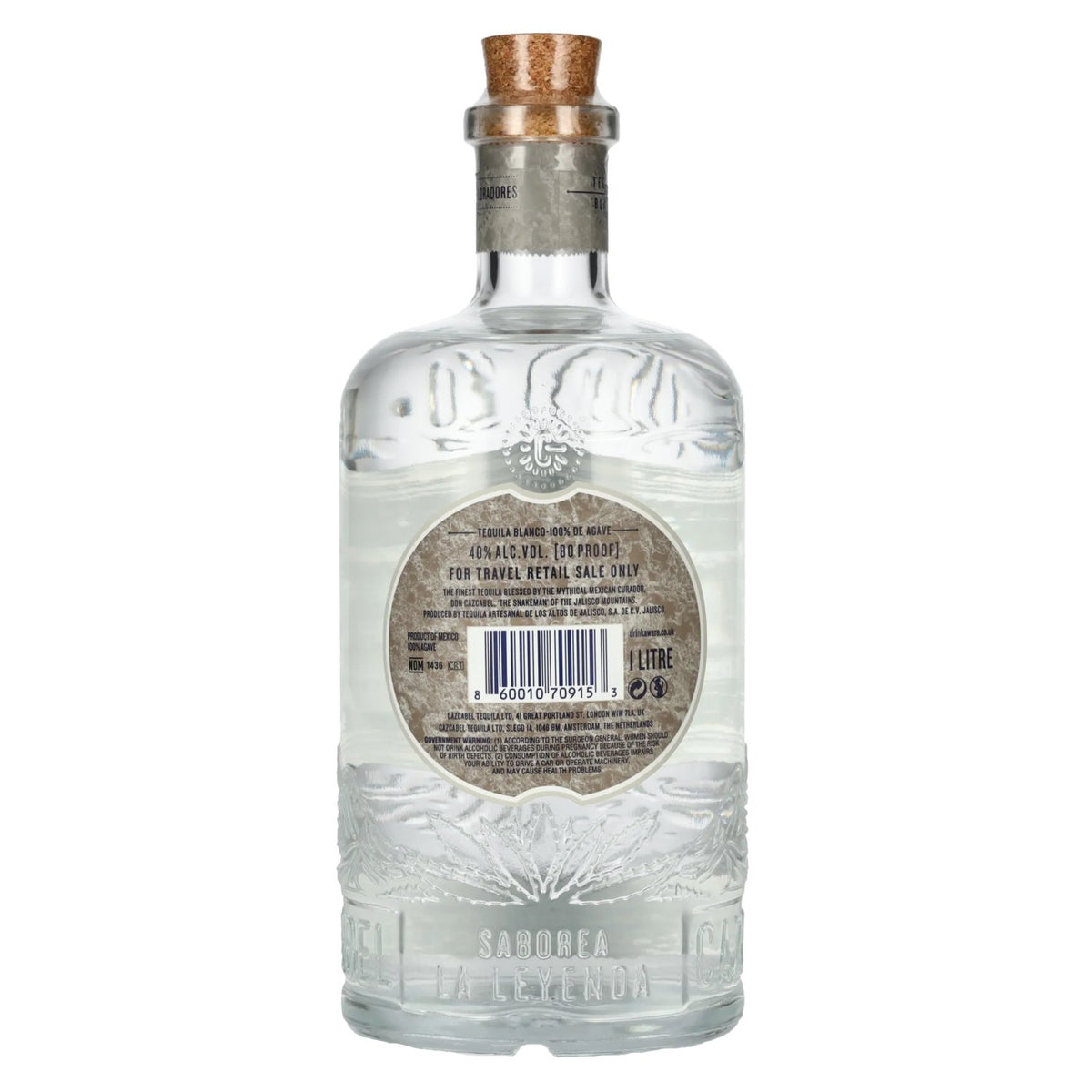 Cazcabel Tequila BLANCO 100 % d'agave, 40 % vol., 1 l