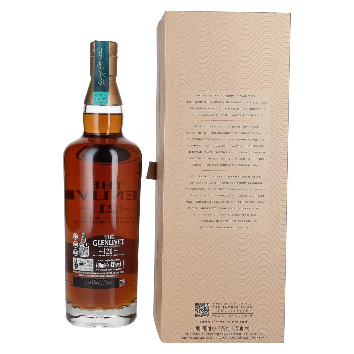 The Glenlivet 21 Years Old THE SAMPLE ROOM COLLECTION Single Malt Scotch Whisky 43% vol. 0,7 l in geschenkverpakking