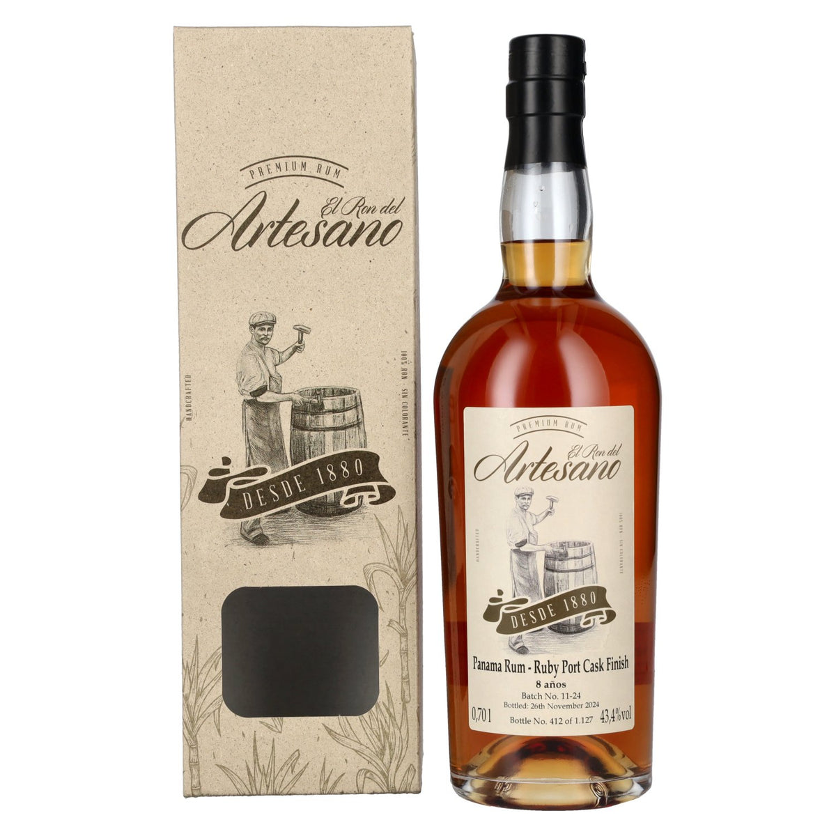 El Ron del Artesano 8 Años Ruby Port Cask Finish Panama Rum 43,4% Vol. 0,7l in Geschenkbox